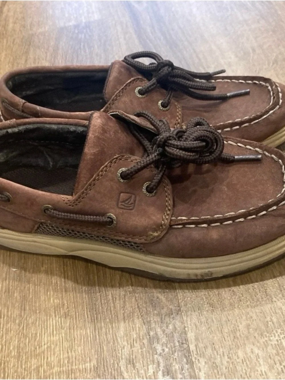 Sperry Boys Intrepid Brown Leather Boat Shoes Loafers Size 2.5M